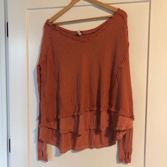 Free People Tops - Slouchy orange free people long sleeve